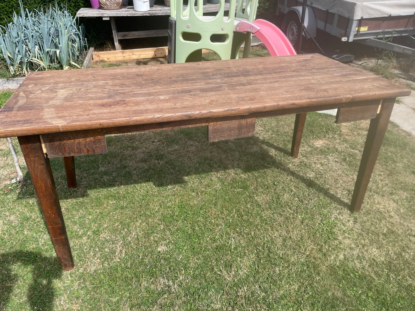 Eiken tafel, Tuin en Terras, Ophalen, Gebruikt