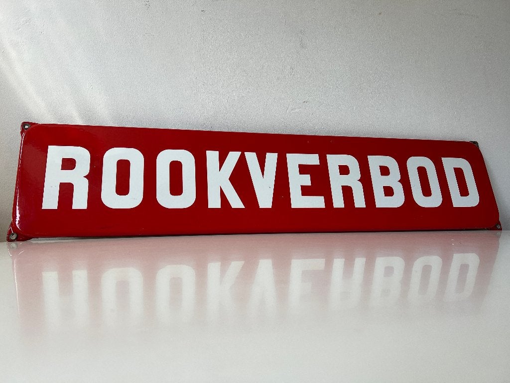 Emaille Bord ROOKVERBOD Oud ijzer Anti Roken Rookbeleid, Verzamelen, Merken en Reclamevoorwerpen, Ophalen of Verzenden, Gebruikt