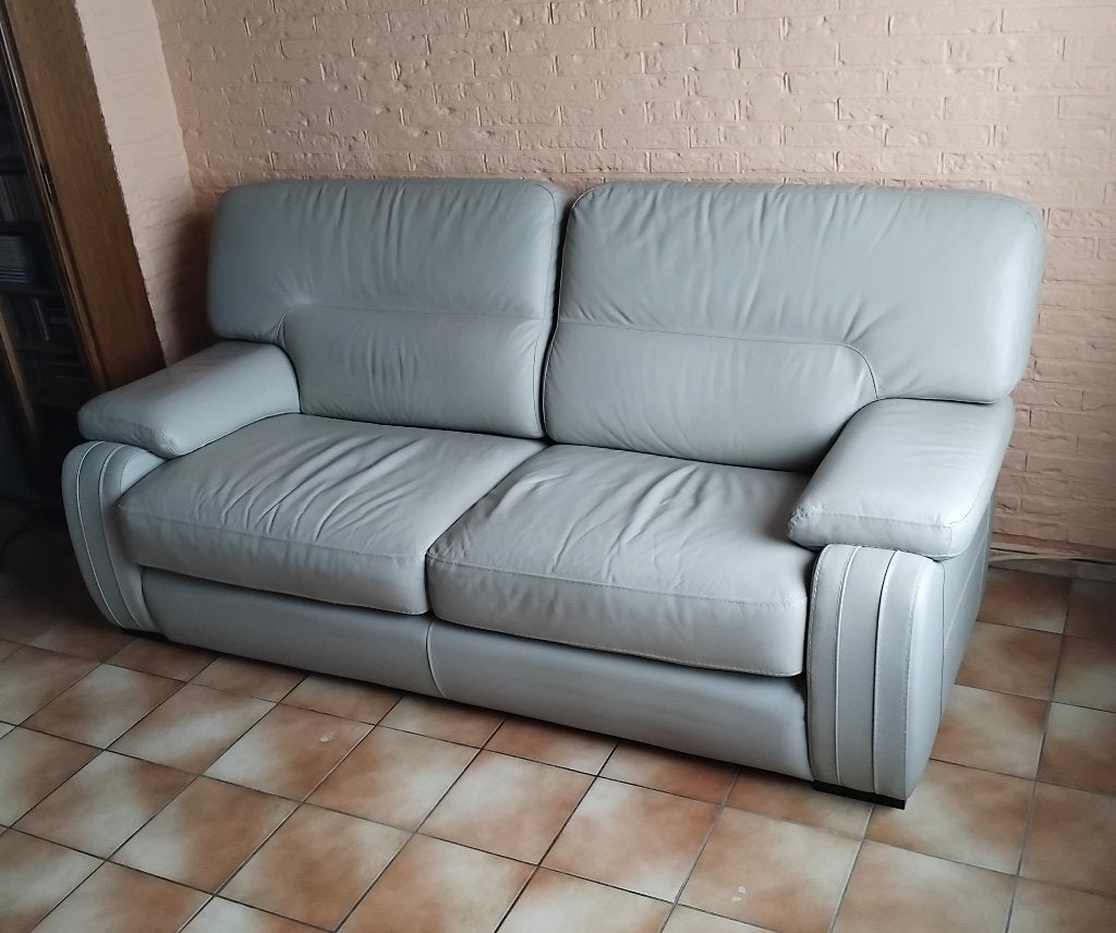 ZETEL / DRIEZIT / ECHT LEDER / BREED 2M, Huis en Inrichting, Ophalen, Gebruikt, Leer