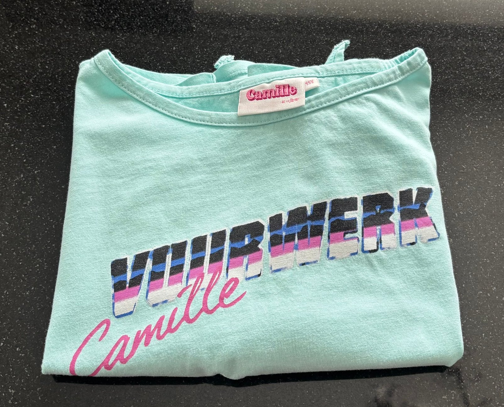 Camille turquoise t-shirt | 11 jaar | 100% katoen, Kinderen en Baby's, Kinderkleding | Maat 146, Ophalen of Verzenden, Zo goed als nieuw