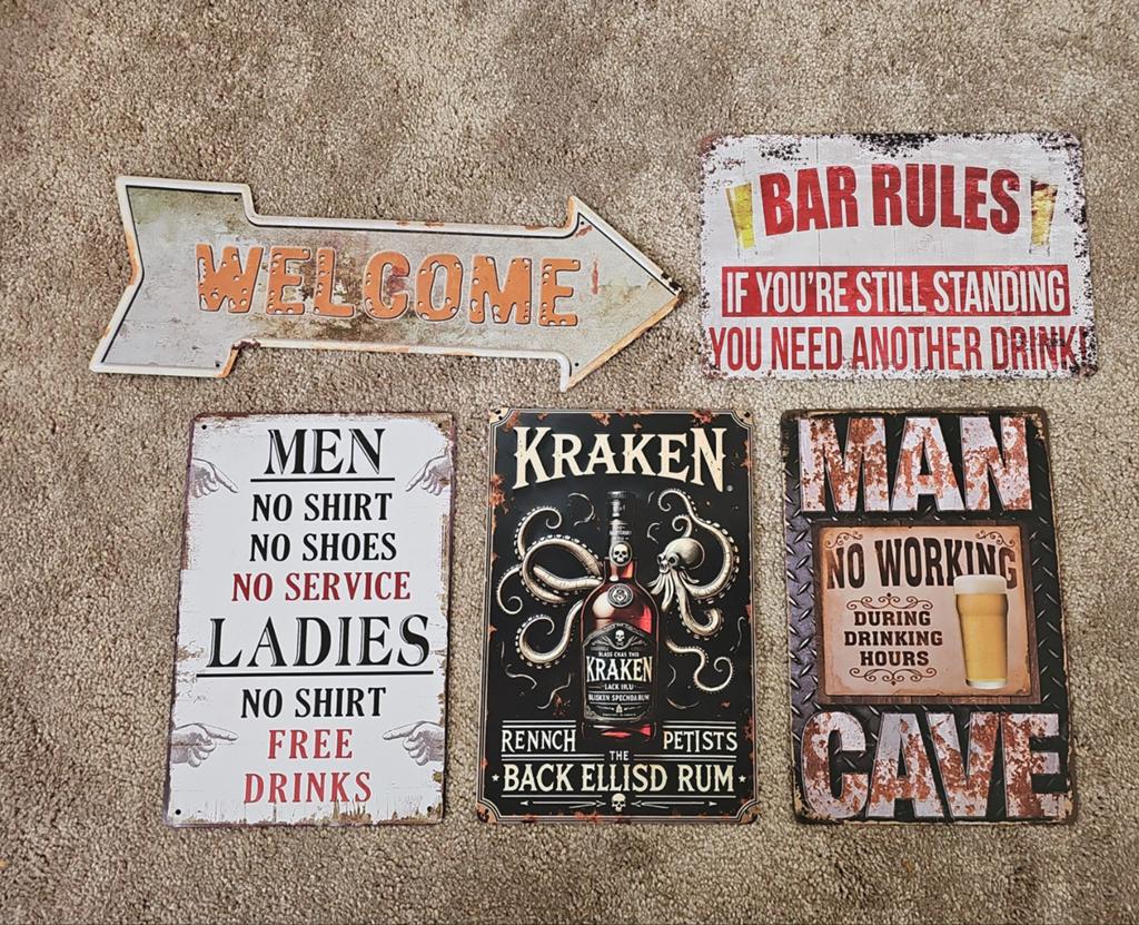 Vintage look metalen reclameborden – mancave, Ophalen
