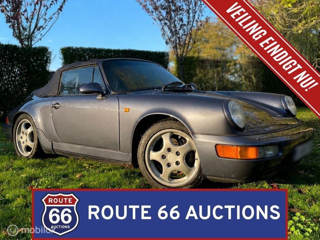 Porsche 911 Carrera 4 Cabriolet | 1990 | Route 66 Auctions, Zwart, Bedrijf, Overige carrosserie, Porsche