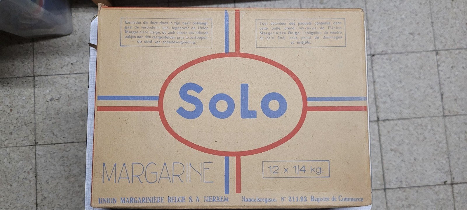 Oude Solo- margarine doos, 1940, Verzamelen, Ophalen, Zo goed als nieuw, Verpakking