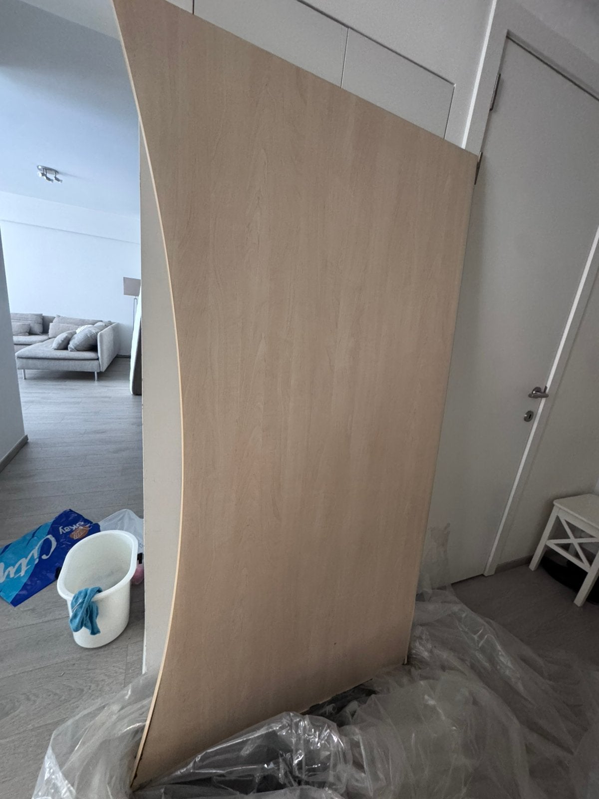 Bureau gratuit avec grand plateau chêne et meuble à tiroirs, Maison & Meubles, 90 cm, 180 cm, Enlèvement, Utilisé