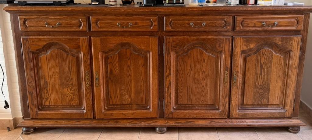 Massief eiken buffetkast, Ophalen, Gebruikt, Met deur(en), 100 tot 150 cm