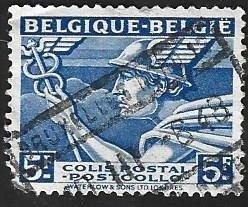 1 Postzegel België 1945 Mercurius Collis, Frankeerzegel, Ophalen of Verzenden, Gestempeld, Treinen