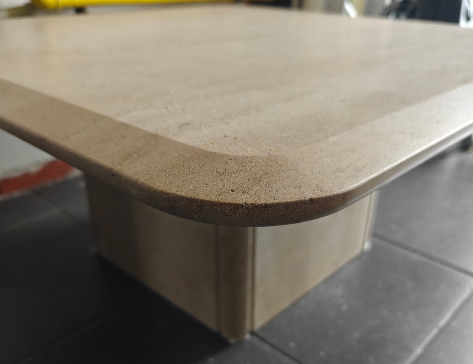 salontafel in Franse witsteen, 90 x 90, hoogte 40 cm, Overige materialen, 50 tot 100 cm, Vierkant, 50 tot 100 cm