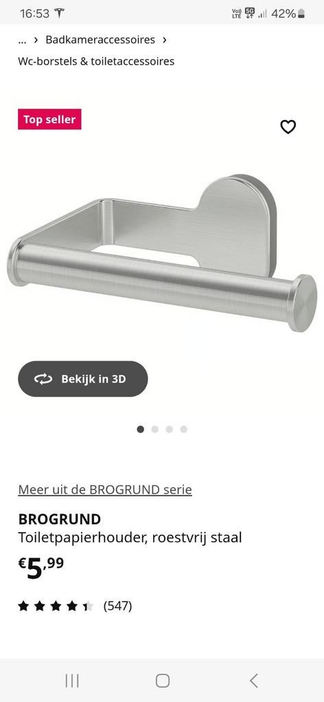 Ikea Brogrund toiletpapierhouder, Ophalen
