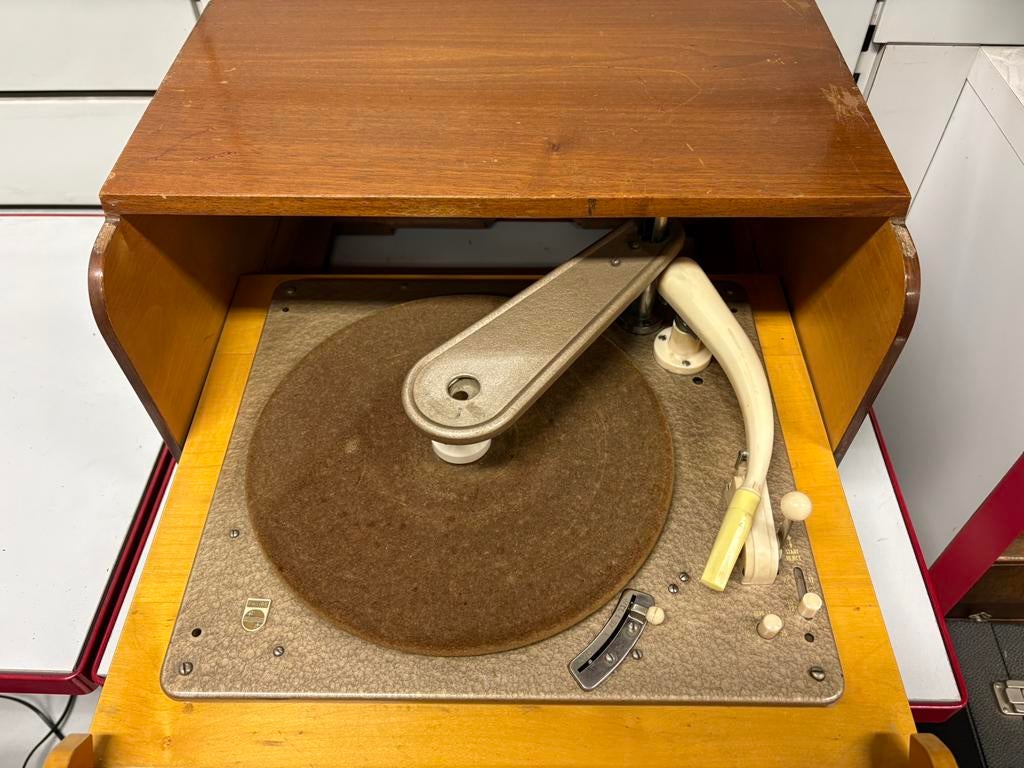 Rare Tourne-disque Vintage Philips HX 407 A (1950s) - NL, Philips, Tourne-disque, Enlèvement ou Envoi, Automatique