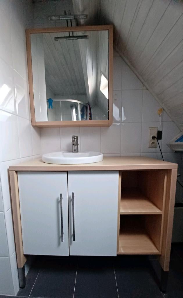 Lavabomeubel + spiegelkast, Ophalen, Gebruikt, 50 tot 100 cm, Minder dan 100 cm