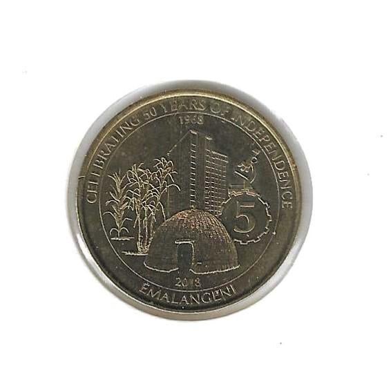 Swaziland, 5 Emalangeni 2018, 50 Years of Independence., Timbres & Monnaies, Monnaies | Afrique, Enlèvement ou Envoi, Autres pays