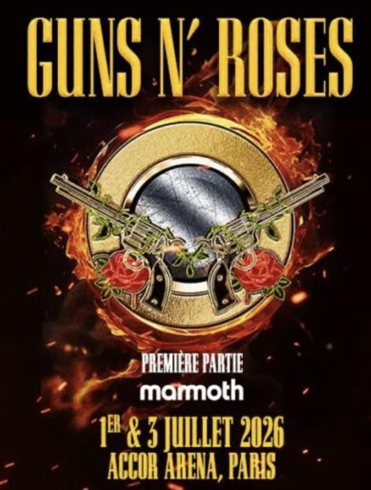 Places de concert GUNS N'ROSES - Paris les 01 et 03/07/2026