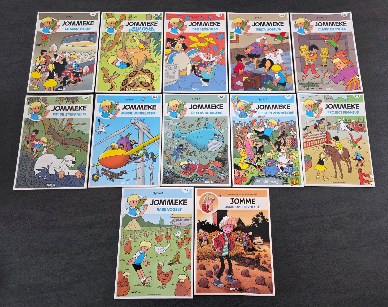 Strips: Jommeke   ( blauwe achterkant  )  Ballon, Boeken, Stripverhalen, Ophalen of Verzenden, Zo goed als nieuw