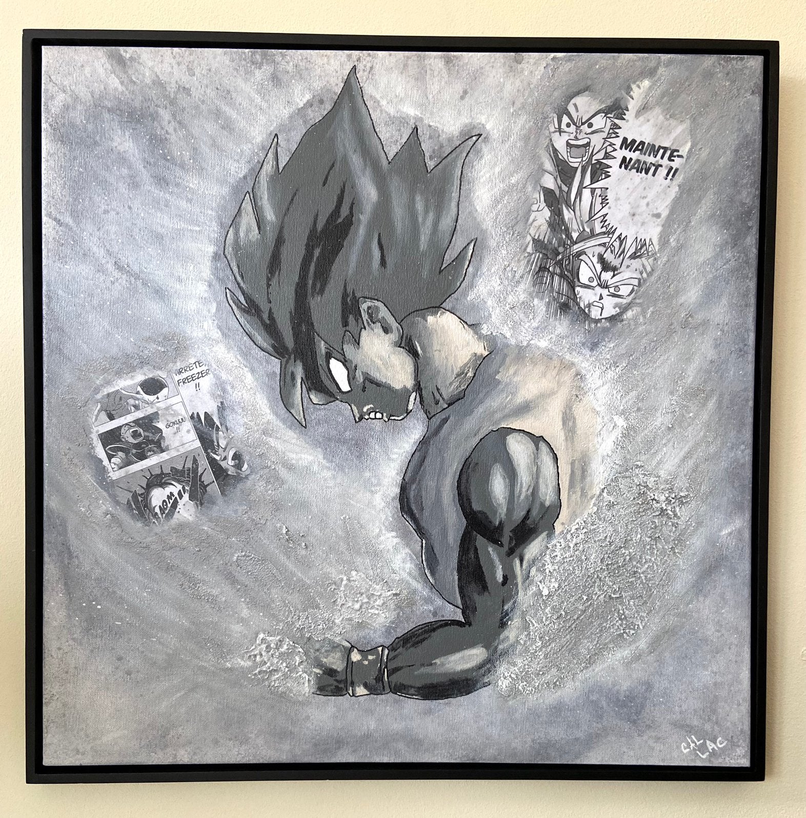 Toile Son goku avec effet 3D. Je suis peintre ‍, fait main, Antiquités & Art, Art | Peinture | Moderne, Enlèvement ou Envoi, Laqué/vernis