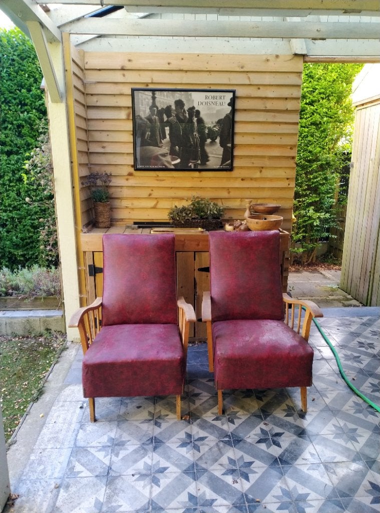 2 rode fauteuils, Huis en Inrichting, Fauteuils, Ophalen, Gebruikt, 75 tot 100 cm, 50 tot 75 cm