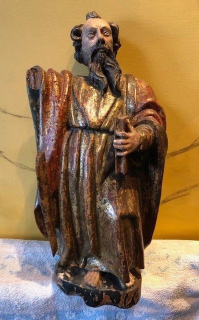 Antiek houten beeld, Heilige Paulus, Ophalen of Verzenden, Hout, Beeld, Religie