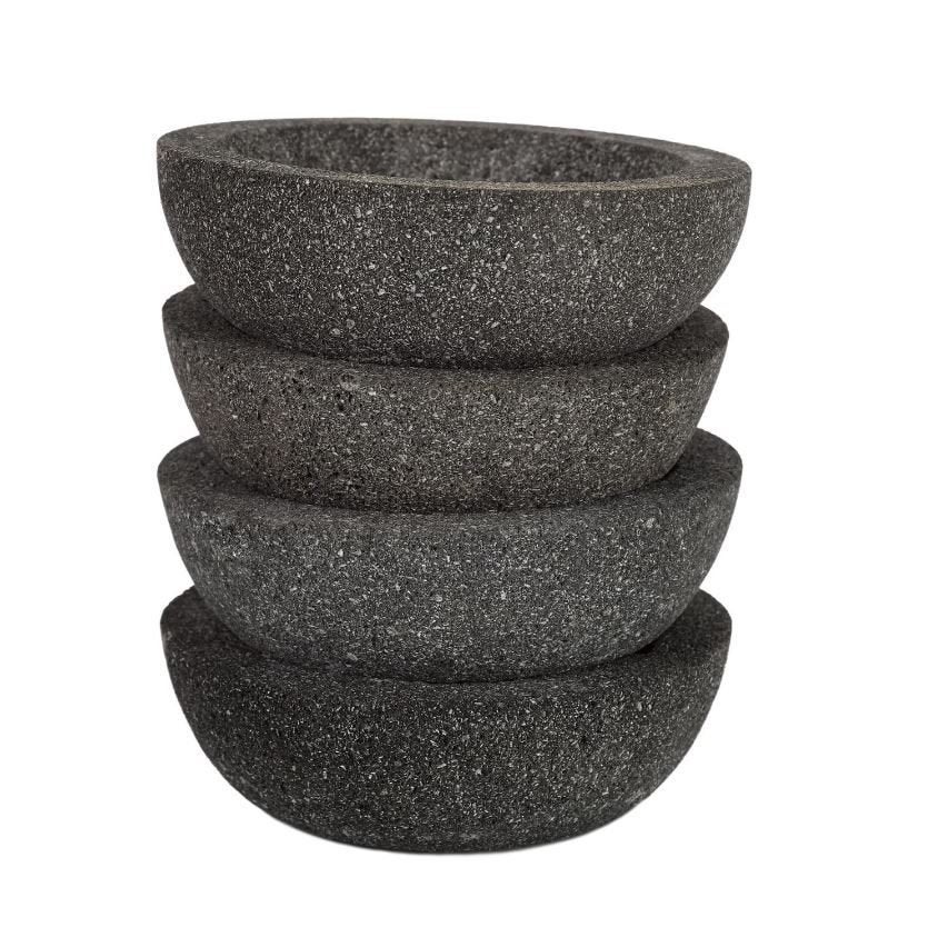 4x Lava Stone Bowls (2 sets van 2) – Weg = weg!, Zwart, Overige materialen, Overige stijlen, Nieuw