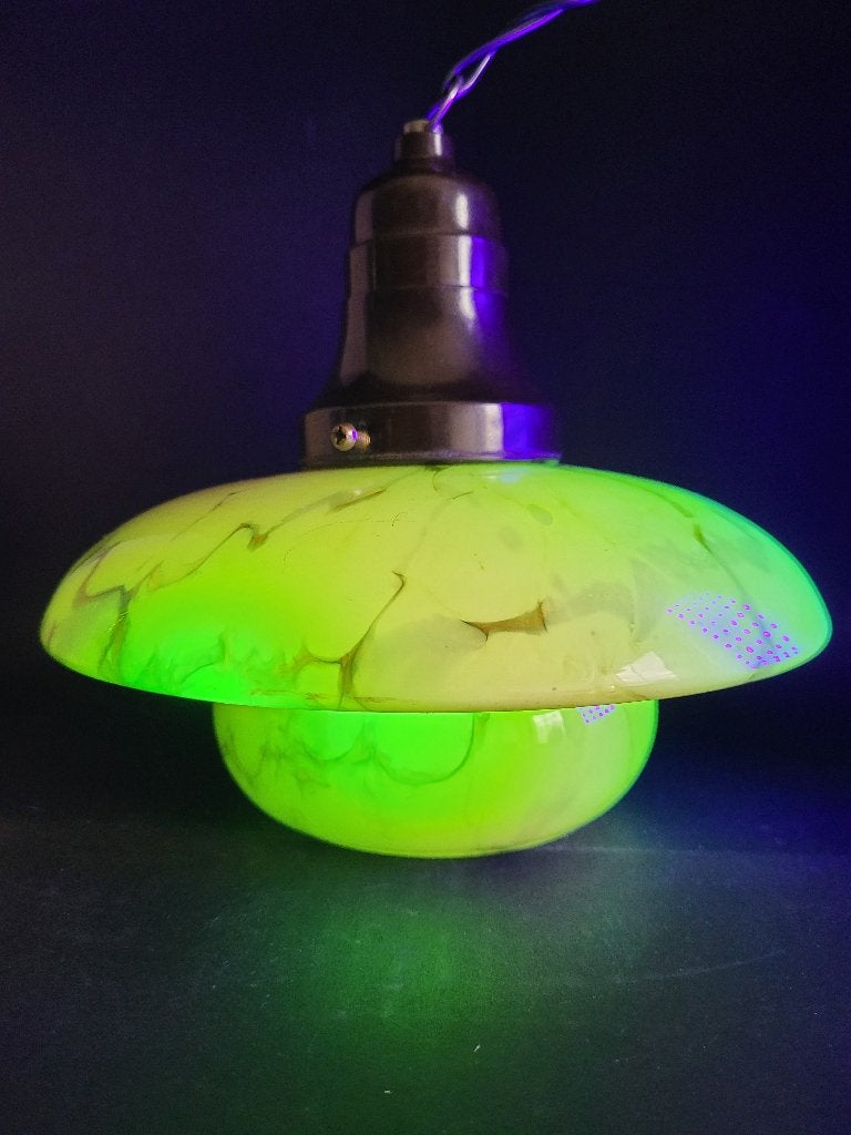 Art deco opaline glazen lamp uranium, Antiek en Kunst, Ophalen of Verzenden