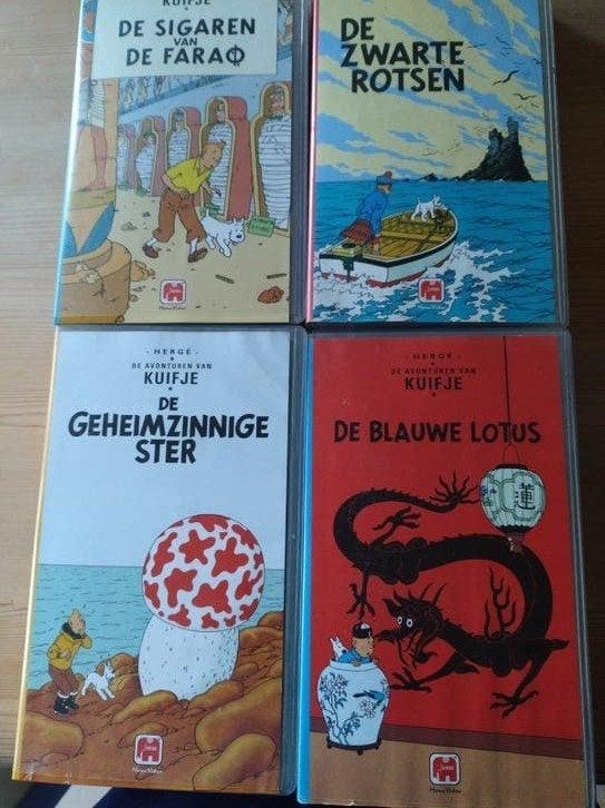 Kuifje videos vintage 4 stuks, Boeken, Humor, Ophalen