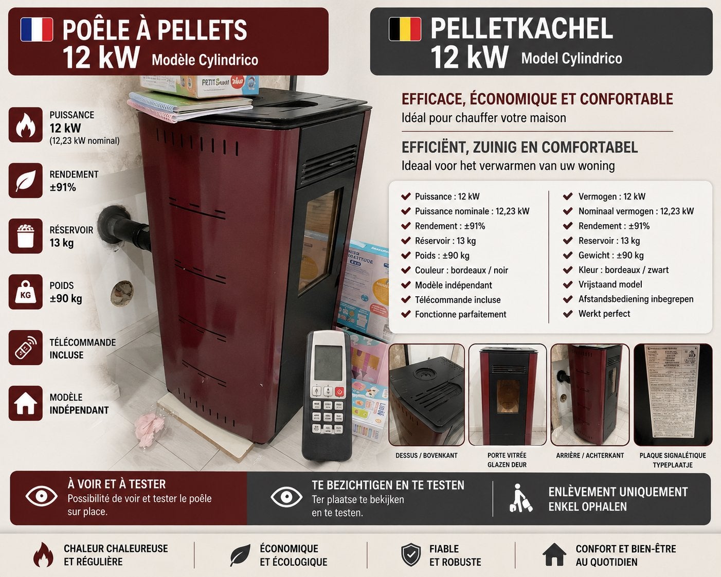Poêle à pellets, Maison & Meubles, Enlèvement, Comme neuf