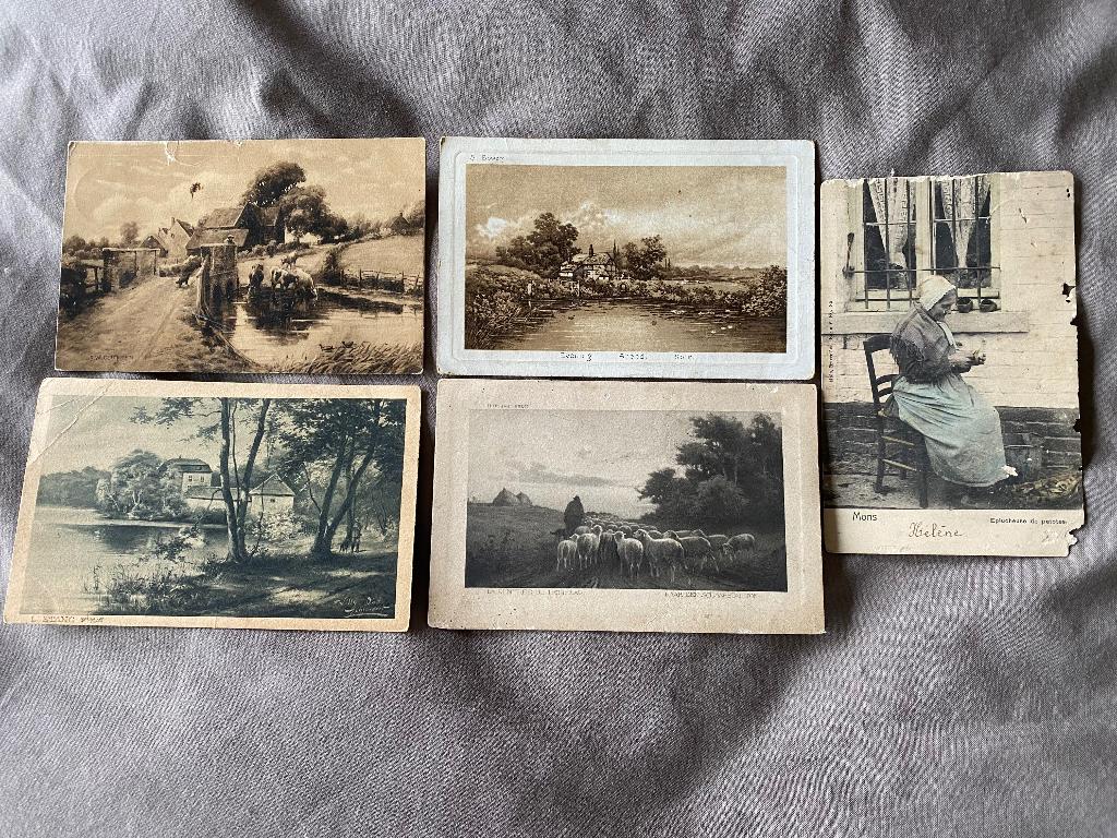 Lot de 5 anciennes cartes postales (1903), Enlèvement ou Envoi, Avant 1920, Affranchie, Hainaut