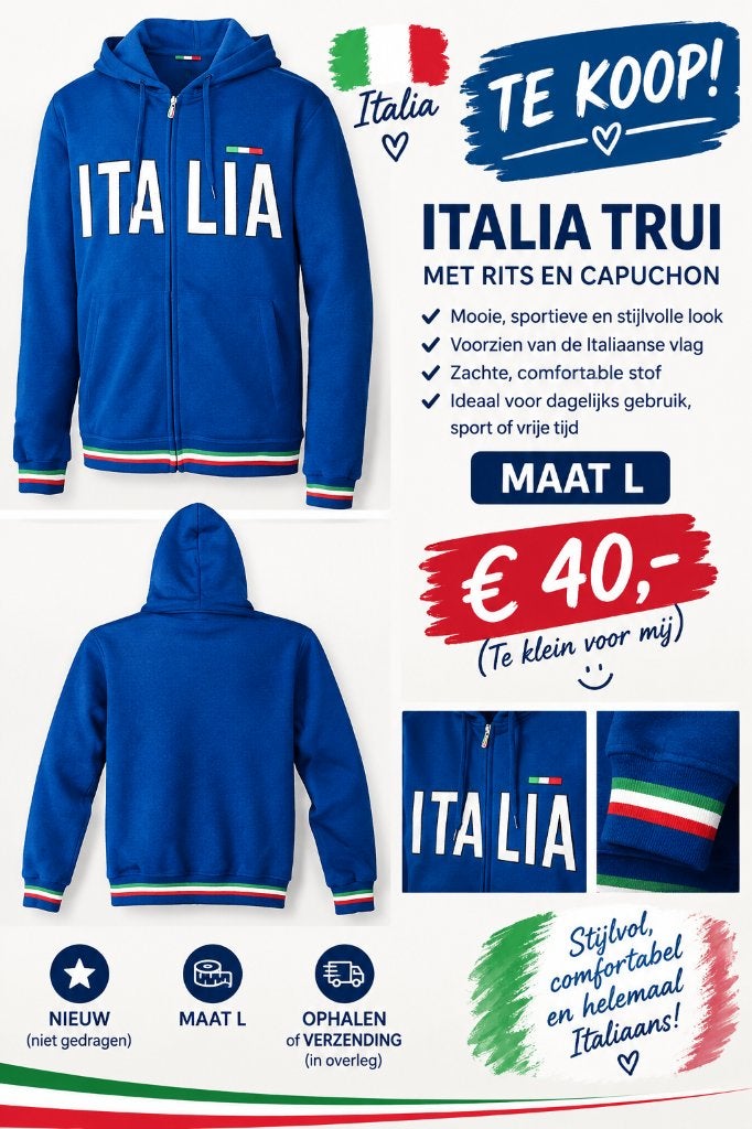 Trui met kap sportjasje  unisex Maat L, Ophalen, Nieuw, Maat 42/44 (L), Blauw