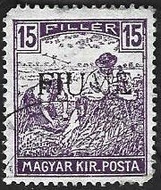 1 Postzegel Fiume 1918 Maaiers, met opdruk, Ophalen of Verzenden, Gestempeld