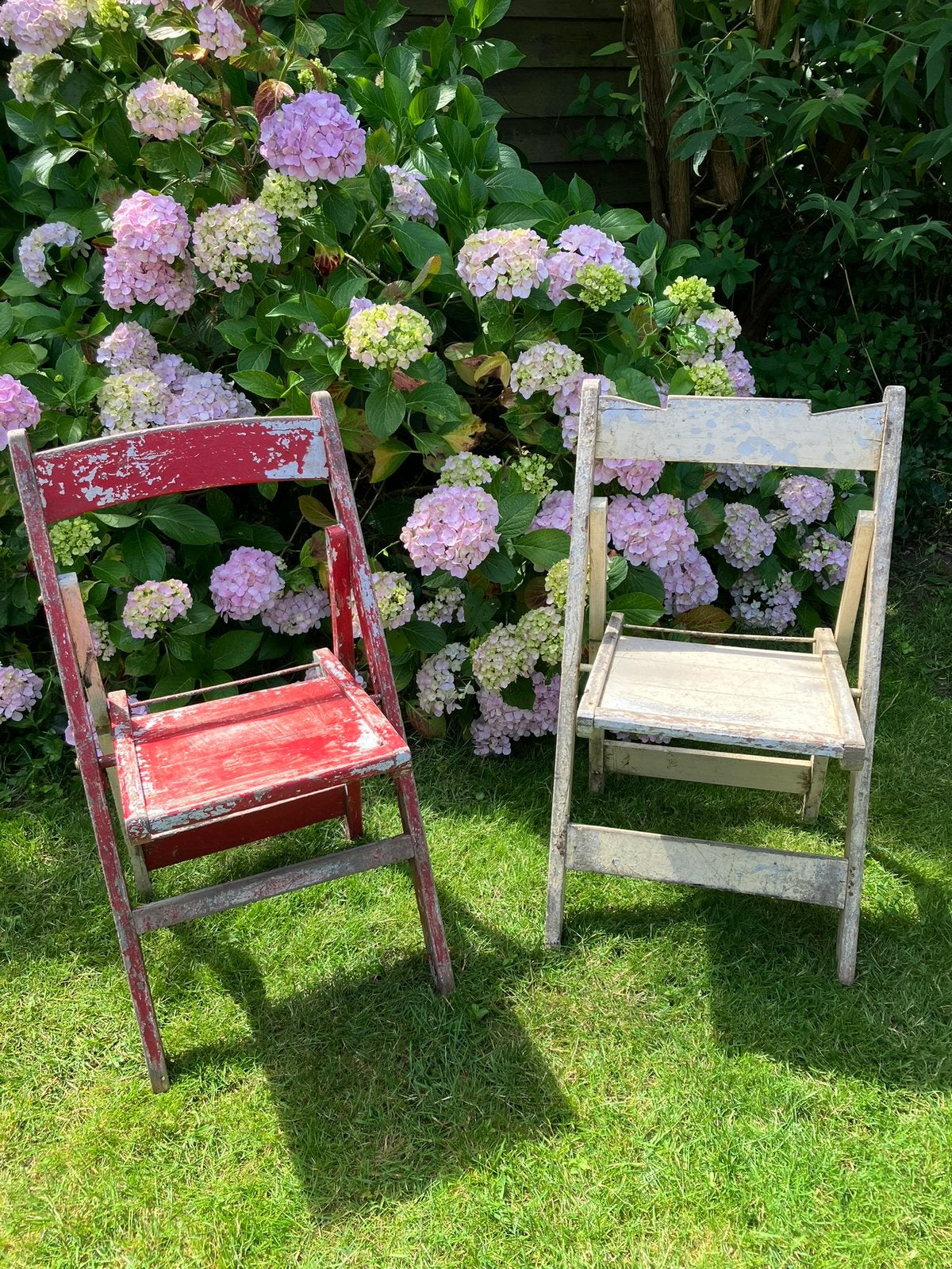 Set antieke bistro stoelen, Tuin en Terras, Ophalen, Zo goed als nieuw, Hout