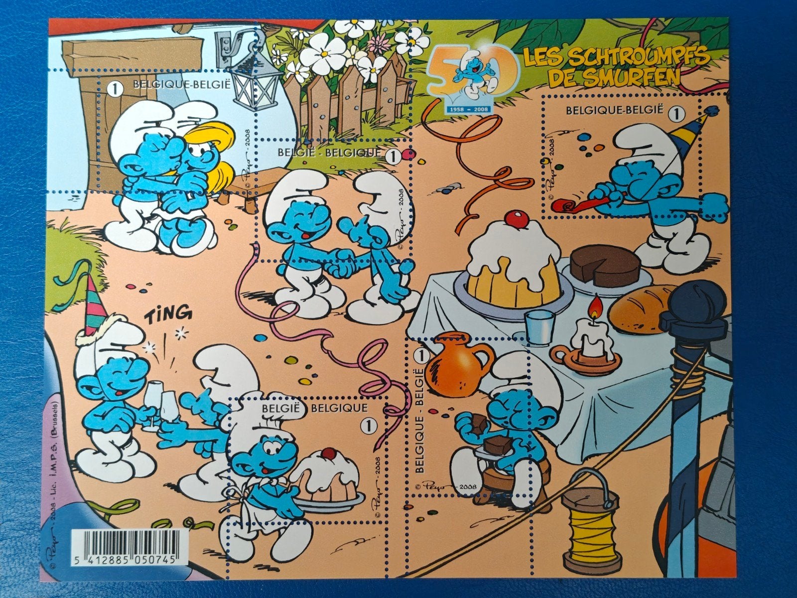 Feuillet de timbres de Belgique 2008 Schtroumpfs en parfait, Timbres & Monnaies, Enlèvement ou Envoi, Non oblitéré