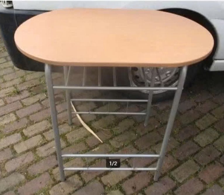 Mooie Ovale Keukentafel in metaal en hout - 85x53x81, Huis en Inrichting, Ophalen, Zo goed als nieuw, Metaal