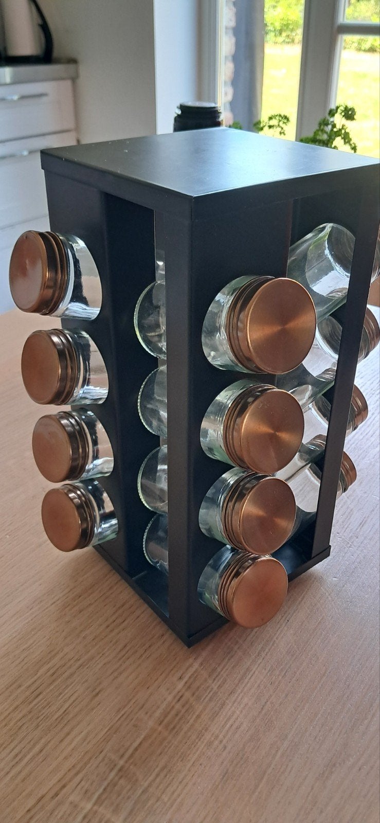 Roterende kruidenhouder, Huis en Inrichting, Keuken | Keukenbenodigdheden, Voorraadpot, Nieuw, Glas, Zwart