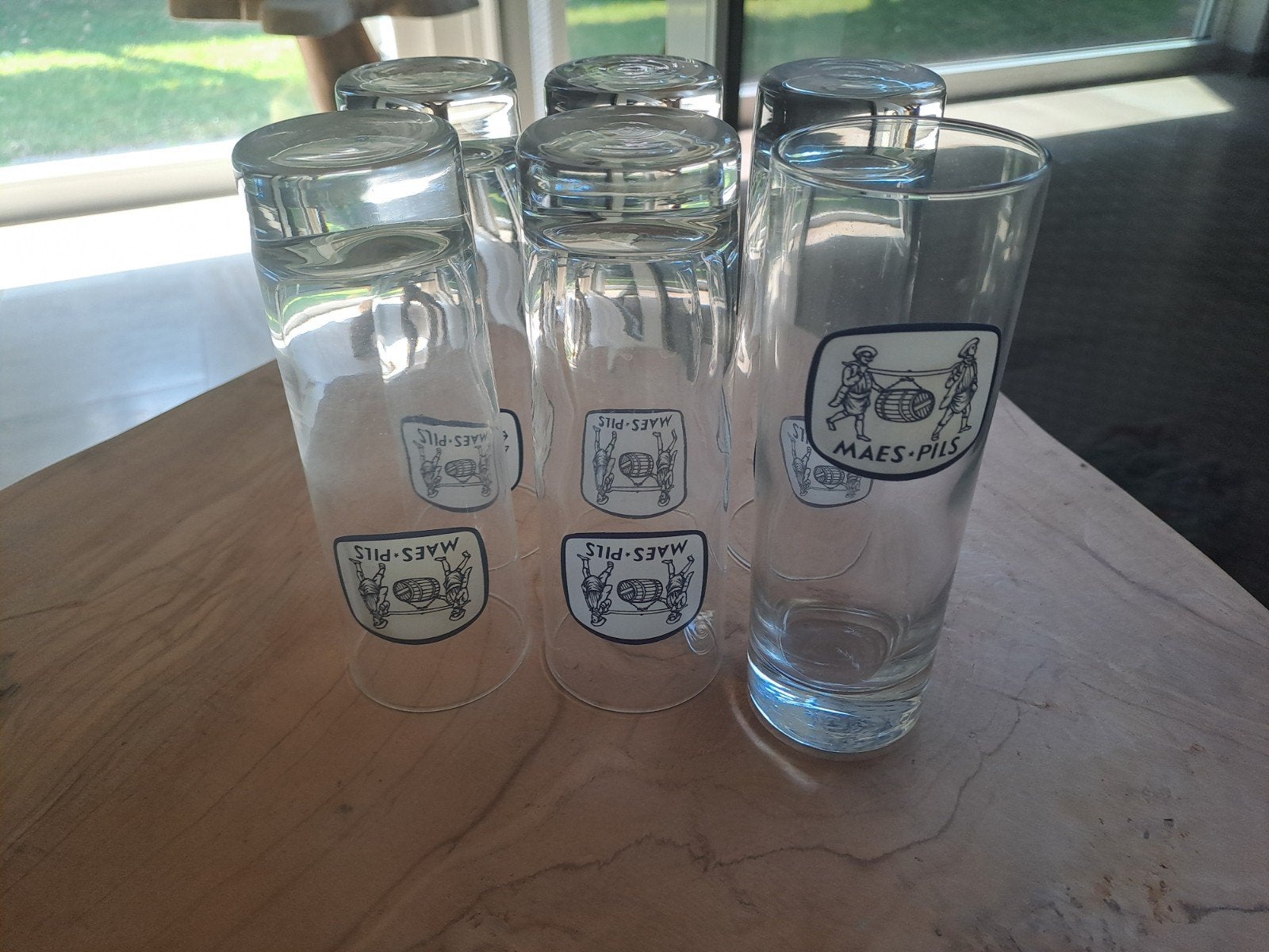 Set van 6 vintage glazen Maes, Ophalen of Verzenden