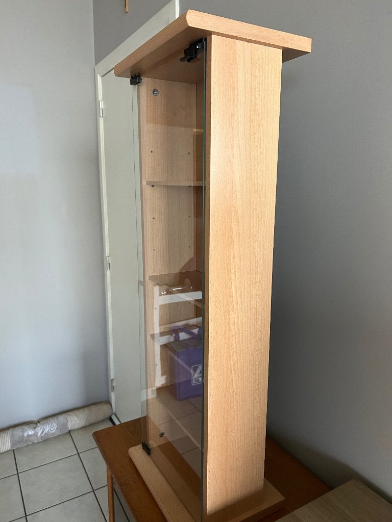 Smalle kast met glazen deur, Ophalen, Gebruikt, Hout, Cd's of Dvd's