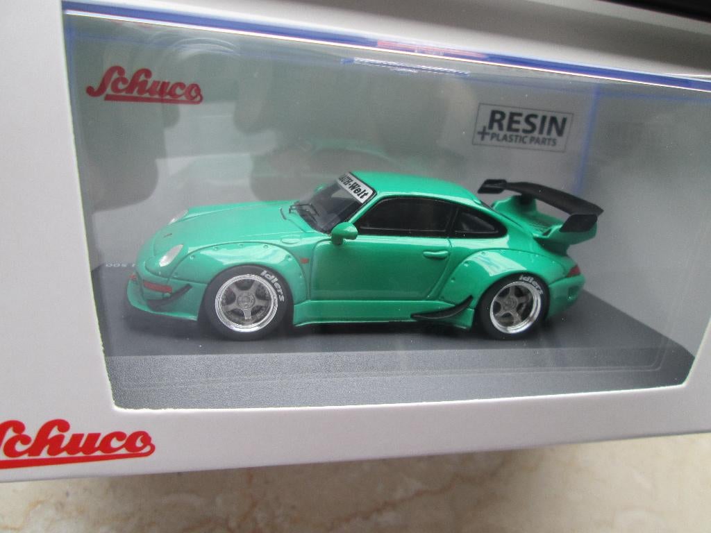 1:43 Schuco Pro. R 43 Rauh Welt RWB Porsche 993 grün, Hobby en Vrije tijd, Modelauto's | 1:43, Ophalen of Verzenden, Zo goed als nieuw