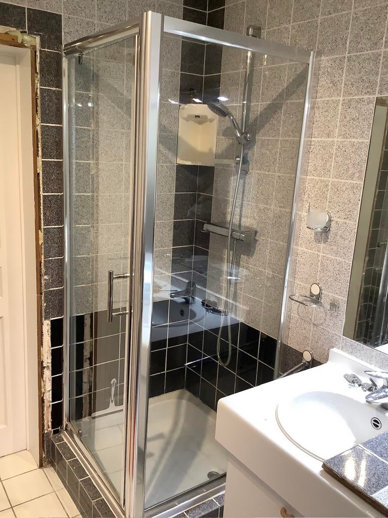 Cabine douche de coin 90/90 à emporter, Enlèvement, Utilisé