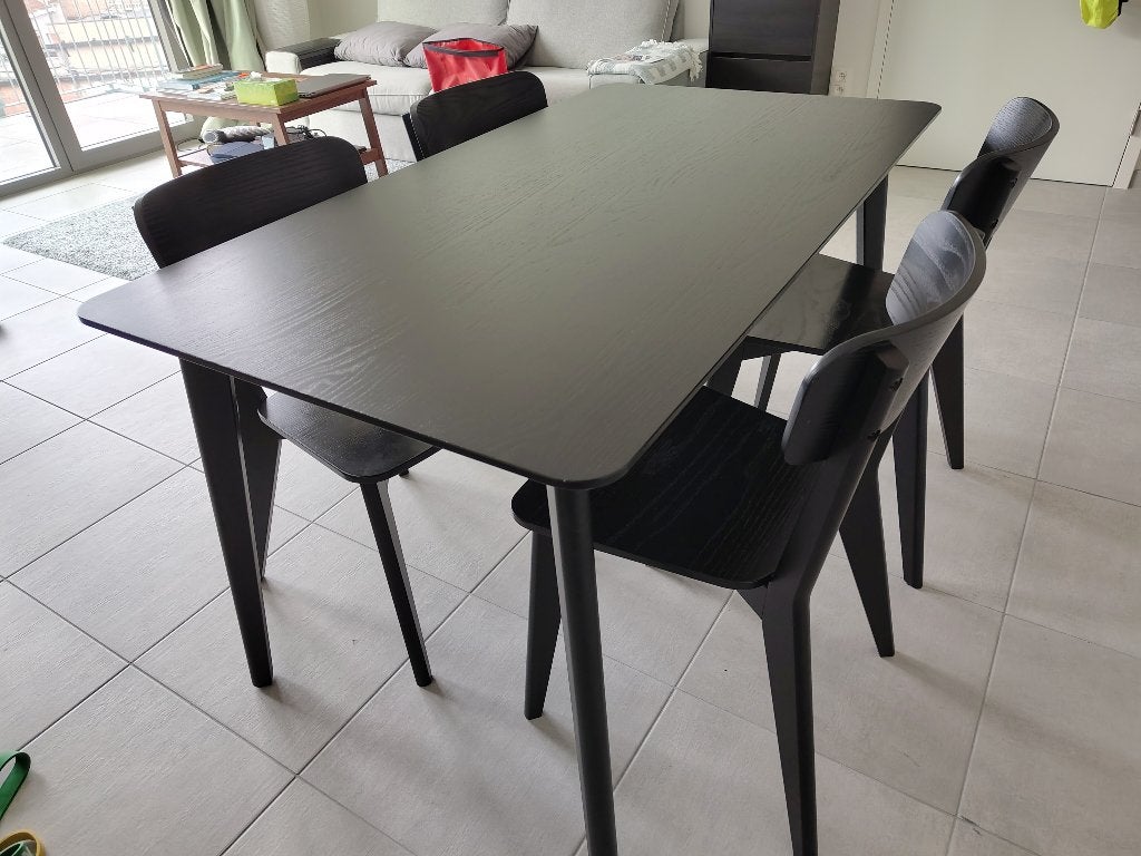 Ikea LISABO Table, noir/plaqué frêne, 140x78 cm, Maison & Meubles, Quatre personnes, 50 à 100 cm, Comme neuf, 100 à 150 cm