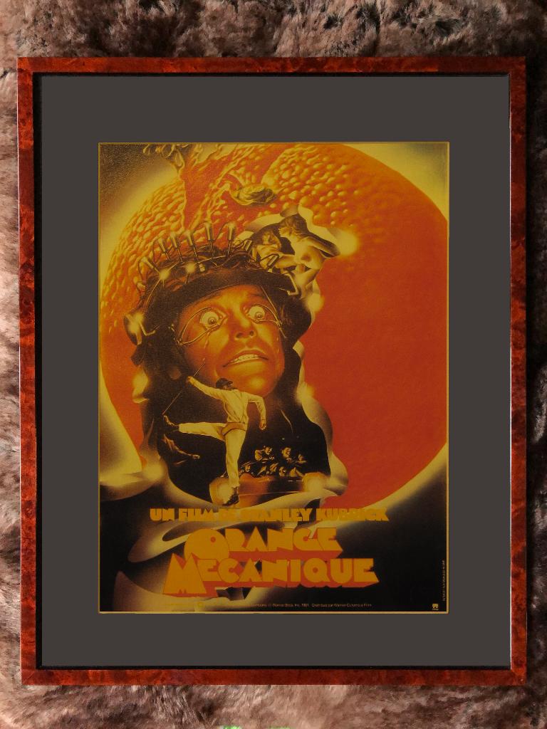 Ingelijste filmaffiche Kubrick Orange Mécanique 1971, Rechthoekig Staand, Met lijst, A4 of kleiner, Ophalen of Verzenden