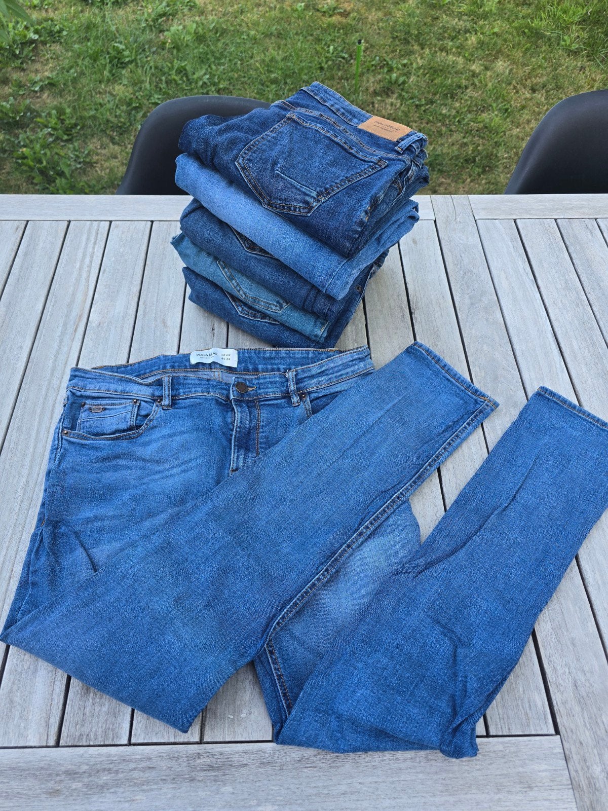 Pakket met 6 blauwe skinny jeans broeken MAN - Pull & Bear, Kleding | Heren, Broeken en Pantalons, Ophalen of Verzenden, Gedragen