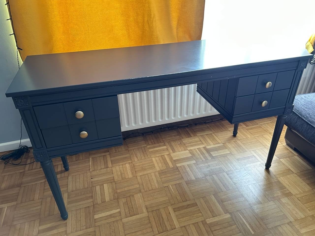Bourbon - bureau vintage -4 tiroirs - bleu ardoise-pin, Maison & Meubles, Bureaux, Autres marques, Bureau d'ordinateur, 48 cm
