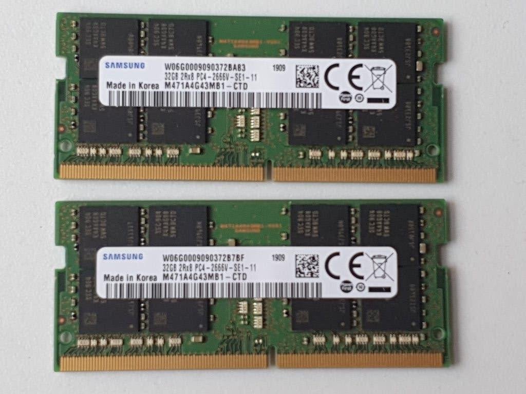 64Gb DDR4 Samsung 32Gb x 2 sodimm, Computers en Software, RAM geheugen, DDR4, Ophalen of Verzenden, Zo goed als nieuw, 64 GB