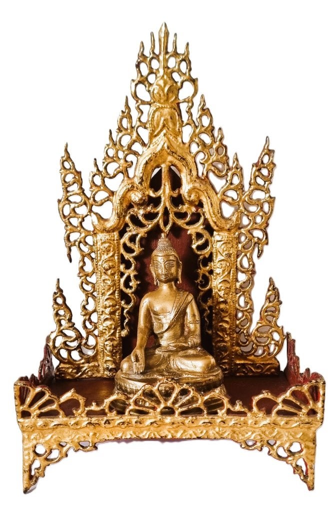 Autel de maison bouddhiste avec Bouddha., Antiquités & Art, Art | Art non-occidental, Or, Enlèvement ou Envoi, Sculpture