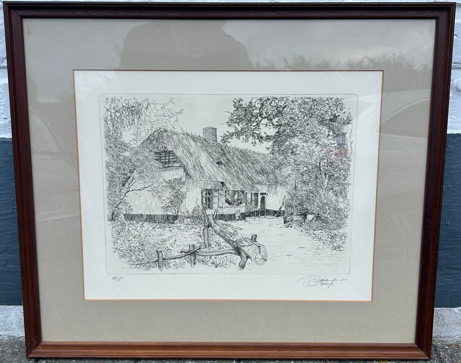 Originele Ets - Dries Van den Broeck - Bokrijk (1982), Ophalen, Ets, Achter glas