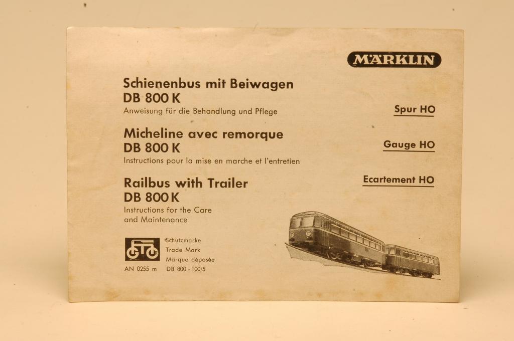 Handleiding railbus DB 800 K, Hobby en Vrije tijd, Modeltreinen | H0, Gebruikt, Boek, Tijdschrift of Catalogus, Wisselstroom, Märklin