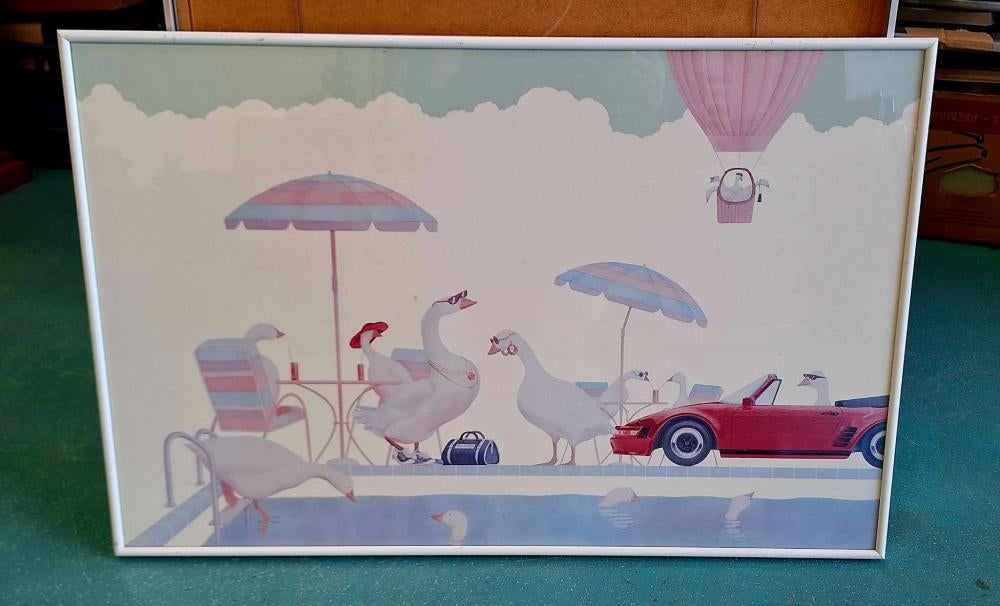 Vintage lithografie Gloria Eriksen SINGLE'S POND, Antiquités & Art, Enlèvement