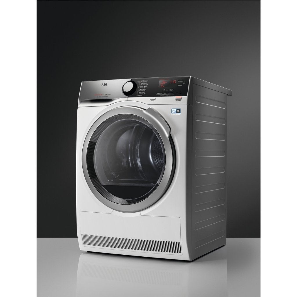 AEG T8DEE84S hoogwaardige wasdroger met warmtepomp, Elektronische apparatuur, Droogkasten, Gebruikt, Condens, Voorlader, 8 tot 10 kg