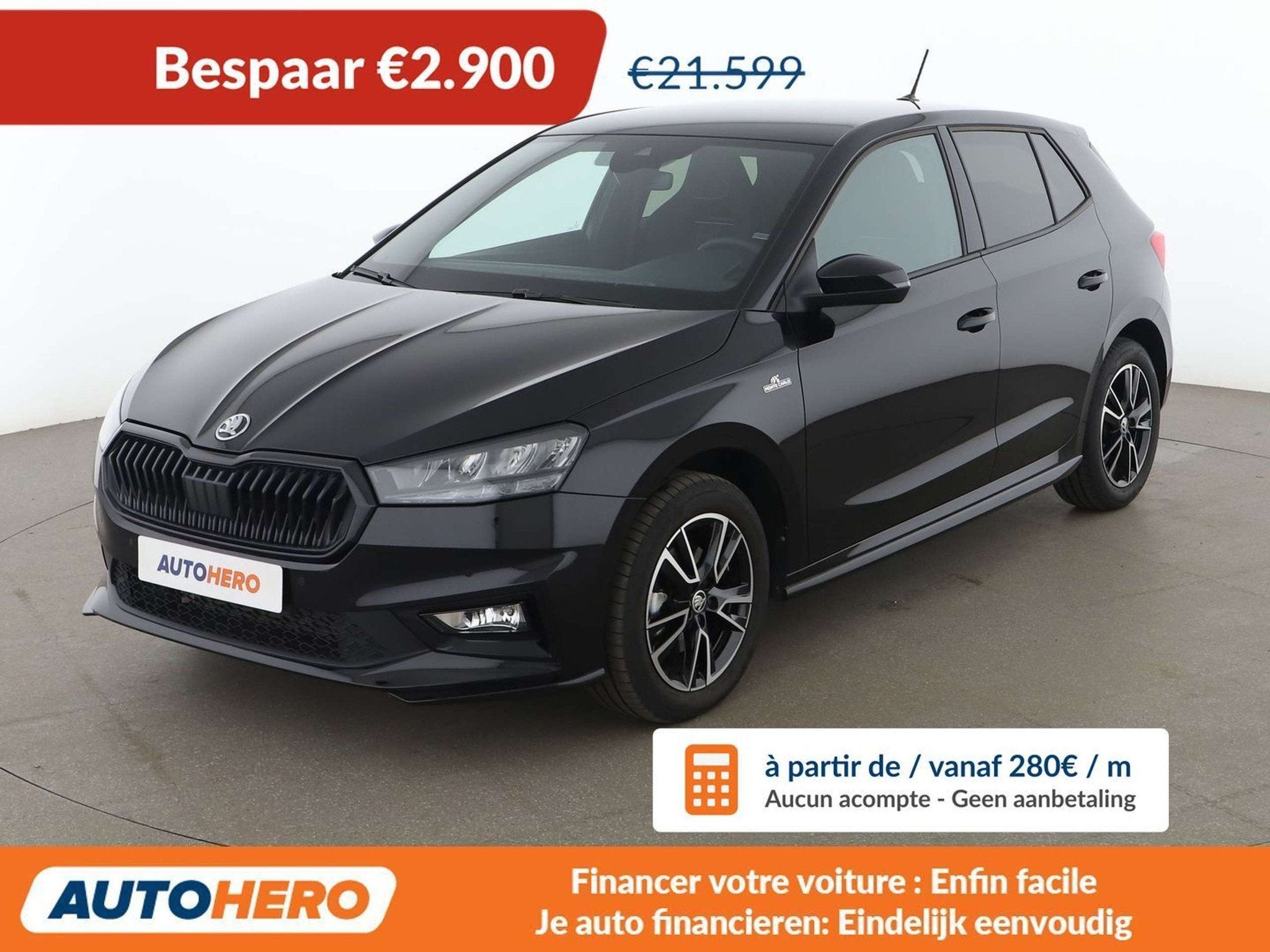 Skoda Fabia 1.0 TSI Monte Carlo (bj 2024, automaat), Auto's, Gebruikt, 116 pk, Zwart, 5 zetels