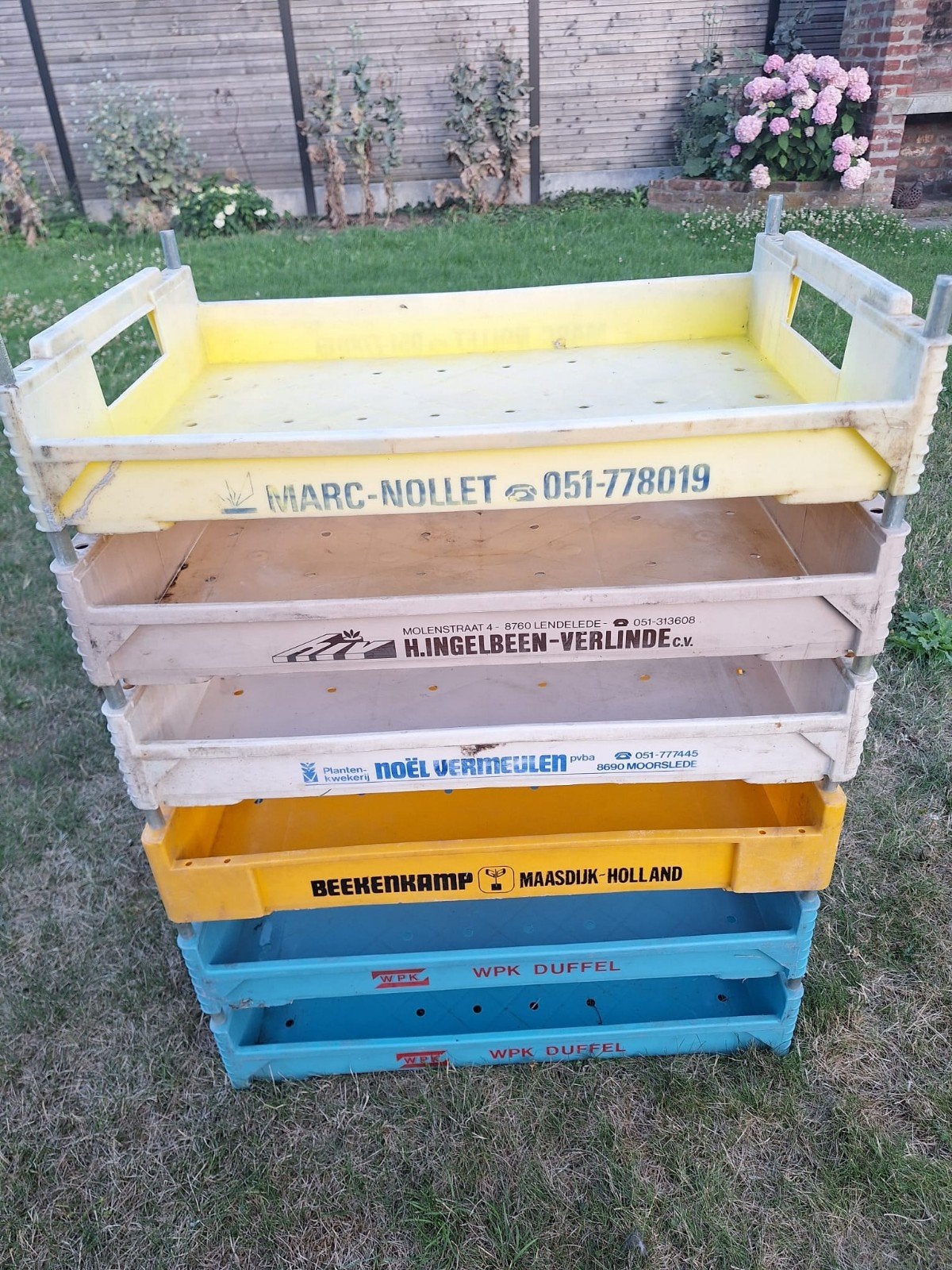 6 caisses en plastique empilables pour une utilisation à la, Enlèvement, Synthétique, Jardin