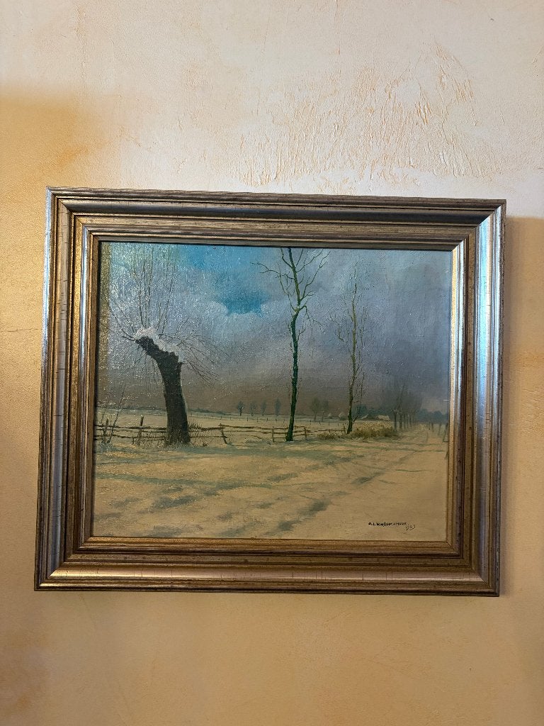 Schilderij O.L. Van Audenhove 1943, Antiek en Kunst, Ophalen, Klassiek, Gedateerd, Landschap