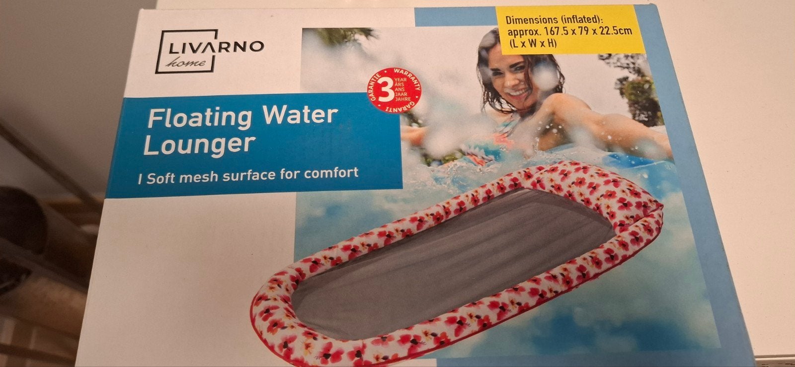 Livarno drijvende waterligstoel wit rood nieuw, Ophalen