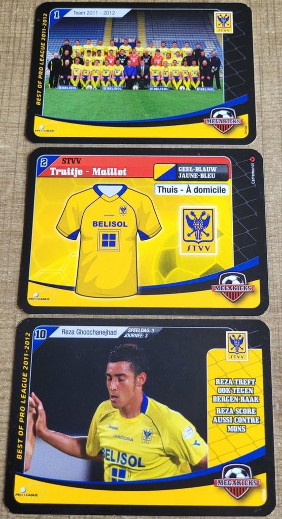 Voetbalclub STVV seizoen 2011-2012: 3 Megakicks kaarten, Ophalen of Verzenden, Zo goed als nieuw, Poster, Plaatje of Sticker